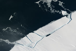 Glacial “Aftershock” Spawns Antarctic Iceberg